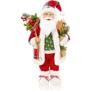 50cm Festive Christmas Red Tartan Standing Santa Figure 50cm Festive Christmas Red Tartan Standing Santa Figure
