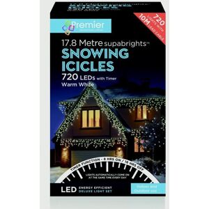 Premier 720 Led Snowing Icicle Christmas Warm White Lights With Timer New Premier 720 Led Snowing Icicle Christmas Warm White Lights With Timer New