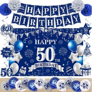 50th Birthday Decorations For Men Women, Happy 50th Birthday Banner & Balloons B 50th Birthday Decorations For Men Women, Happy 50th Birthday Banner & Balloons B