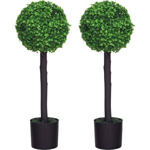 Homcom Set Of 2 Decorative Artificial Plants Boxwood Ball Trees In Pot Fake Pla Homcom Set Of 2 Decorative Artificial Plants Boxwood Ball Trees In Pot Fake Pla