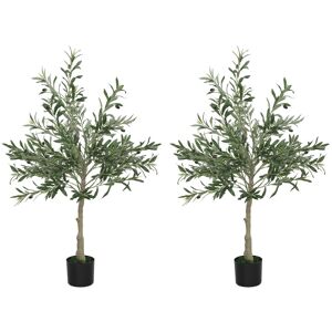 Homcom 2 Pack Indoor Artificial Plants, Faux Potted Silk Olive Trees, 120cm Homcom 2 Pack Indoor Artificial Plants, Faux Potted Silk Olive Trees, 120cm