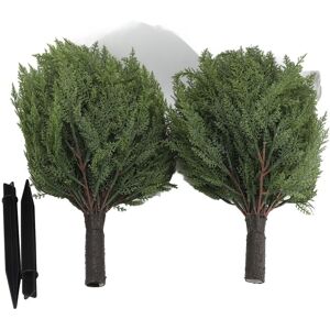 2pcs 23.6in Height Artificial Cypress Topiary Lifelike With Ground Spike Fa Fit 2pcs 23.6in Height Artificial Cypress Topiary Lifelike With Ground Spike Fa Fit