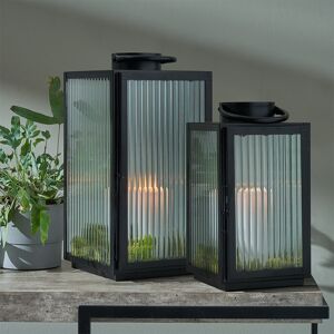 Pacific Lifestyle Set Of 2 Ribbed Glass Lanterns Black Metal Candle And Tea Light Holder Pack Of 2 Pacific Lifestyle Set Of 2 Ribbed Glass Lanterns Black Metal Candle And Tea Light Holder Pack Of 2