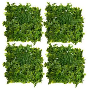 Greenbrokers Artificial Green Wall Hedge Mixed Foliage Yellow White Flowers (X4) Greenbrokers Artificial Green Wall Hedge Mixed Foliage Yellow White Flowers (X4)