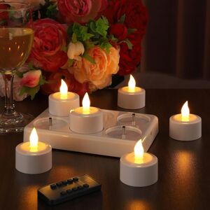 Set Of 6 Rechargeable Led Tea Lights- Flickering Flame, Charging Station, And Re Set Of 6 Rechargeable Led Tea Lights- Flickering Flame, Charging Station, And Re