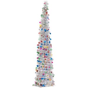Three Kings Christmas Festive 180cm Tall Bling Multicoloured Pop-Up Tinsel Cone Shaped Tree Three Kings Christmas Festive 180cm Tall Bling Multicoloured Pop-Up Tinsel Cone Shaped Tree