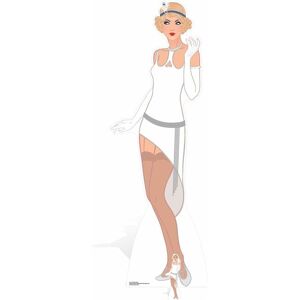 Flapper Girl White Dress Lifesize And Mini Cardboard Cutout / Standee / Standup Flapper Girl White Dress Lifesize And Mini Cardboard Cutout / Standee / Standup