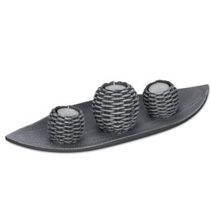 Relaxdays Candle Tray Tea Light Display Shabby Chic Centrepiece 3 Holders Grey/white Relaxdays Candle Tray Tea Light Display Shabby Chic Centrepiece 3 Holders Grey/white