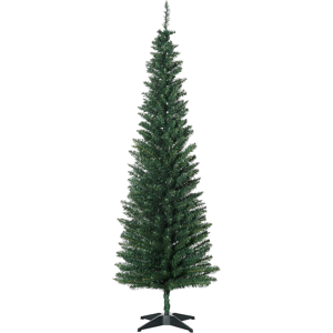 Homcom 6ft Pencil Slim Artificial Xmas Tree W/ Realistic Branches & Stand Green Homcom 6ft Pencil Slim Artificial Xmas Tree W/ Realistic Branches & Stand Green