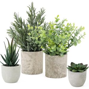 Veryhome 4pcs Artificial Plant In Pots Fake Succulents Plants In Pulp Pots Faux Veryhome 4pcs Artificial Plant In Pots Fake Succulents Plants In Pulp Pots Faux