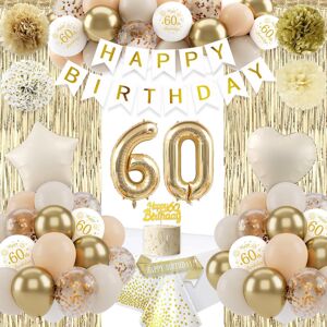 60th Birthday Decorations For Women Men, 60th Sand White Gold Balloons, 60th Par 60th Birthday Decorations For Women Men, 60th Sand White Gold Balloons, 60th Par