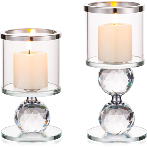 Does Not Apply Crystal Pillar Candle Holder Set Of 2, Clear Glass Candlestick Holders Tealight Does Not Apply Crystal Pillar Candle Holder Set Of 2, Clear Glass Candlestick Holders Tealight