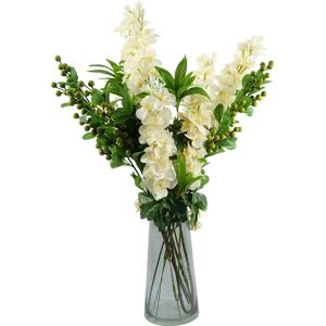 Leaf 60cm Green Silk Delphinium & Berry Artificial Flower Arrangement In Glass Vase Leaf 60cm Green Silk Delphinium & Berry Artificial Flower Arrangement In Glass Vase