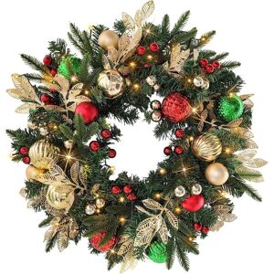 Taylor 60cm Light Up Artificial Holiday Door Wreath Gold & Jewel Xmas Hanging Garland Taylor 60cm Light Up Artificial Holiday Door Wreath Gold & Jewel Xmas Hanging Garland