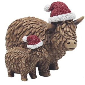 Lesser & Pavey Highland Cow And Calf Christmas Ornament Hughie In Xmas Hat Gift Boxed Lesser & Pavey Highland Cow And Calf Christmas Ornament Hughie In Xmas Hat Gift Boxed