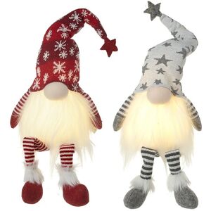 Heaven Sends Set Of 2 Grey And Red Light Up Christmas Gonks - Novelty Xmas Gift Heaven Sends Set Of 2 Grey And Red Light Up Christmas Gonks - Novelty Xmas Gift