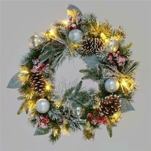 Snowtime Christmas Wreath Christmas Decorations Premium 60cm Cones & Berries Led Cf05768 Snowtime Christmas Wreath Christmas Decorations Premium 60cm Cones & Berries Led Cf05768