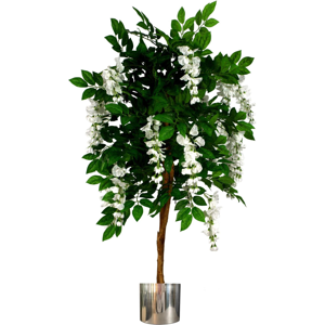 130cm Luxury Artificial Wisteria Tree White Flowers - Premium Range Silver 130cm Luxury Artificial Wisteria Tree White Flowers - Premium Range Silver