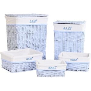 Set Of Baskets Dkd Home Decor Blue Celeste Wicker Children'S 44 X 34 X 56 Cm Set Of Baskets Dkd Home Decor Blue Celeste Wicker Children'S 44 X 34 X 56 Cm