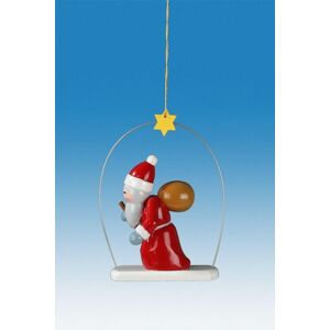 Kde-Kunstgewerbliche Drechslerei Ellmann Christmas Tree Decoration Tree Hanging 3-Piece Santa In Ring Height 6.5cm New Kde-Kunstgewerbliche Drechslerei Ellmann Christmas Tree Decoration Tree Hanging 3-Piece Santa In Ring Height 6.5cm New