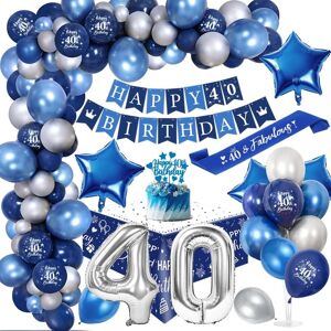 Toloye 40th Birthday Party Decorations Men,Royal Blue Balloon Arch Kit With Happy Birt Toloye 40th Birthday Party Decorations Men,Royal Blue Balloon Arch Kit With Happy Birt