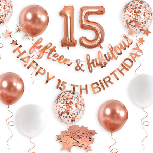 Does Not Apply Rose Gold Fifteen & Fabulous Happy 15th Birthday Banner Garland Foil Balloon 15 Does Not Apply Rose Gold Fifteen & Fabulous Happy 15th Birthday Banner Garland Foil Balloon 15