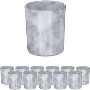 Relaxdays Tealight Holders, Set Of 12, Marble Look, Votive Candle Glasses, H X D Relaxdays Tealight Holders, Set Of 12, Marble Look, Votive Candle Glasses, H X D