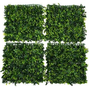 Greenbrokers Artificial Green Wall Hedge Mixed Leaf Ivy Type Foliage (4 Pack) Vertical Garden Greenbrokers Artificial Green Wall Hedge Mixed Leaf Ivy Type Foliage (4 Pack) Vertical Garden