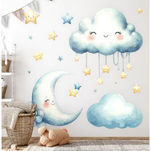 Coloray Stickers Wall Kids Room Decoration Decal Decor Pastel Clouds With Moon And Stars Coloray Stickers Wall Kids Room Decoration Decal Decor Pastel Clouds With Moon And Stars