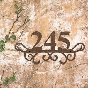 Black Country Metal Works New Rustic Steel Scroll Design Three Number House Sign Black Country Metal Works New Rustic Steel Scroll Design Three Number House Sign