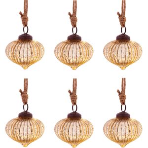 Sass & Belle Crackle Onion Gold Recycled Glass Bauble Xmas Tree Decoration X6 Sass & Belle Crackle Onion Gold Recycled Glass Bauble Xmas Tree Decoration X6