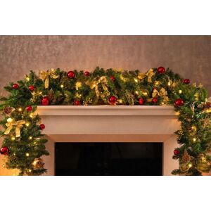 Marco Paul Christmas Led Garland Decoration Light Up Artificial Wreath 180cm Red Gold Xmas Marco Paul Christmas Led Garland Decoration Light Up Artificial Wreath 180cm Red Gold Xmas