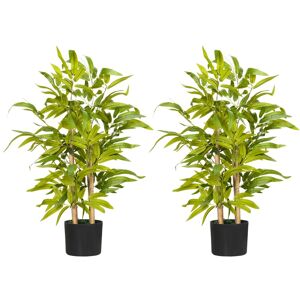 Homcom 2 Pcs Potted Artificial Plants Bamboo Tree For Desk Indoor Outdoor Homcom 2 Pcs Potted Artificial Plants Bamboo Tree For Desk Indoor Outdoor