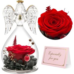 Yamonic Preserved Real Rose In Glass Angel Figurine Gifts For Women, Eternal Ro Yamonic Preserved Real Rose In Glass Angel Figurine Gifts For Women, Eternal Ro