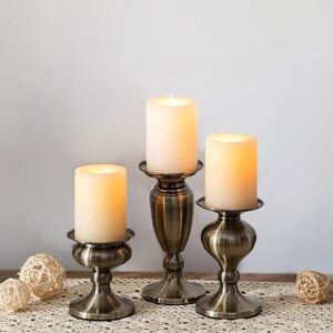 Sziqiqi Bronze Pillar Candle Holders: Vintage Metal Candle Holder For Table Cen Sziqiqi Bronze Pillar Candle Holders: Vintage Metal Candle Holder For Table Cen