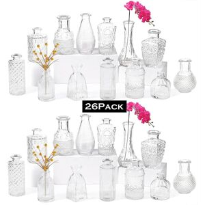 Tempfoo Small Glass Flower Vase Set Of 26 For Wedding Centrepiece Table Decorations, Cl Tempfoo Small Glass Flower Vase Set Of 26 For Wedding Centrepiece Table Decorations, Cl