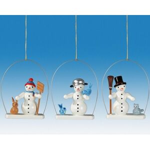 Kde-Kunstgewerbliche Drechslerei Ellmann Christmas Tree Ornament Trunk 3-Teilig / Snowman In Ring Height Approx 6,5 Cm Kde-Kunstgewerbliche Drechslerei Ellmann Christmas Tree Ornament Trunk 3-Teilig / Snowman In Ring Height Approx 6,5 Cm
