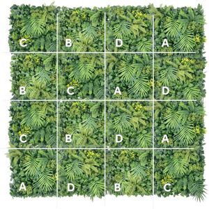 Blooming Artificial - Faux Paradise Green Living Wall - 50cm Outdoor - Pack Of 8 Blooming Artificial - Faux Paradise Green Living Wall - 50cm Outdoor - Pack Of 8