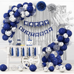 Does Not Apply Birthday Decoration, Navy Blue Silver Birthday Party Decorations For Boys Girls Does Not Apply Birthday Decoration, Navy Blue Silver Birthday Party Decorations For Boys Girls