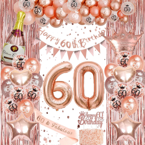 Does Not Apply Rose Gold 60th Birthday Party Decorations Set With Balloons, Banner And Triangle Does Not Apply Rose Gold 60th Birthday Party Decorations Set With Balloons, Banner And Triangle