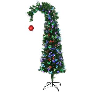 Mr Crimbo Christmas Tree Artificial 5ft Grinch Green Fibre Optic Curved With Lights Remote Mr Crimbo Christmas Tree Artificial 5ft Grinch Green Fibre Optic Curved With Lights Remote