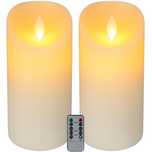 Relaxdays White Flickering Flameless LED Candles - 2 Pack - Electric Timer - Real Wax Pillar Relaxdays White Flickering Flameless LED Candles - 2 Pack - Electric Timer - Real Wax Pillar
