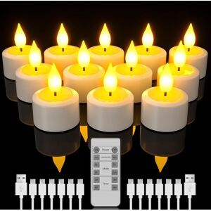 Soulbay Rechargeable Tea Lights, 12pcs Battery Led Flameless Tealight Candles Wi Soulbay Rechargeable Tea Lights, 12pcs Battery Led Flameless Tealight Candles Wi
