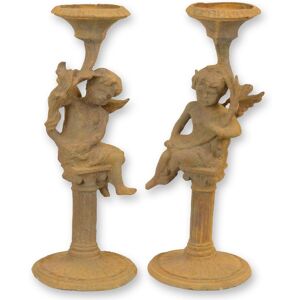 Aubaho A Pair Of Rusty Cast Iron Putti Candlestands Replica Retro Design Decoration Aubaho A Pair Of Rusty Cast Iron Putti Candlestands Replica Retro Design Decoration