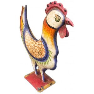 Black Country Metal Works Large Vintage Hand Painted Rooster Interior Sculpture Black Country Metal Works Large Vintage Hand Painted Rooster Interior Sculpture