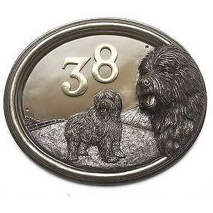 Black Country Metal Works Old English Sheep Dog - House Sign / Plaque With Number Black Country Metal Works Old English Sheep Dog - House Sign / Plaque With Number