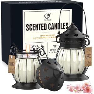 Funxim Scented Candles Gift Set, 2 Pack 6 Oz Natural Soy Candles Of Rosa, Cherry Bloss Funxim Scented Candles Gift Set, 2 Pack 6 Oz Natural Soy Candles Of Rosa, Cherry Bloss