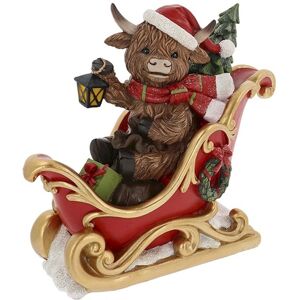 Shudehill Giftware Merry Christmas Highland Cow In Sledge Ornament Figurine Shudehill Giftware Merry Christmas Highland Cow In Sledge Ornament Figurine