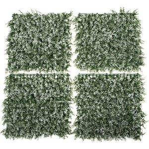 Greenbrokers Artificial Green Wall Hedge Small White Leaf Foliage (Pack Of 4) Vertical Garden Greenbrokers Artificial Green Wall Hedge Small White Leaf Foliage (Pack Of 4) Vertical Garden