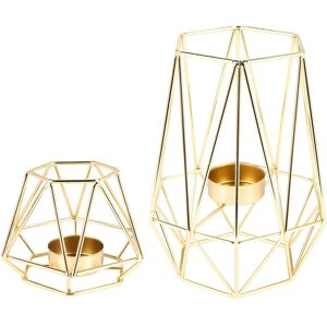 Sodial 3x(Set Of 2 Gold Geometric Metal Tealight Candle Holders For Living Room &5590 Sodial 3x(Set Of 2 Gold Geometric Metal Tealight Candle Holders For Living Room &5590
